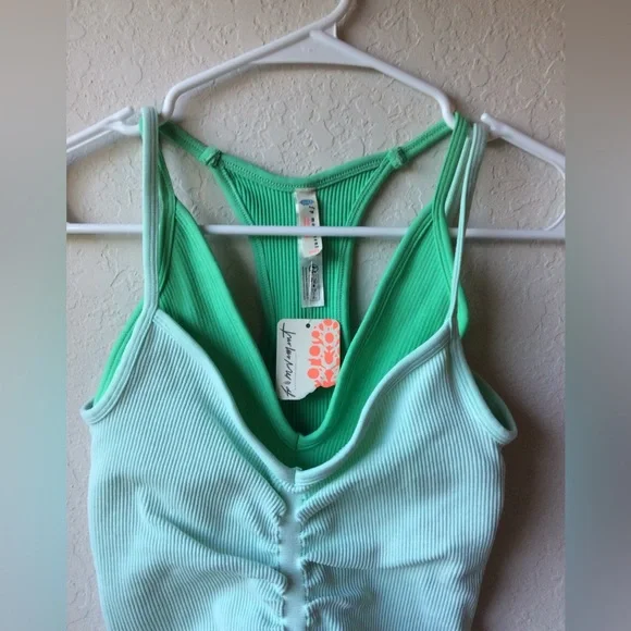 Free People Double The Fun Cami in White/Spearmint Combo ~ New ~ Size XS/S - Picture 5 of 10